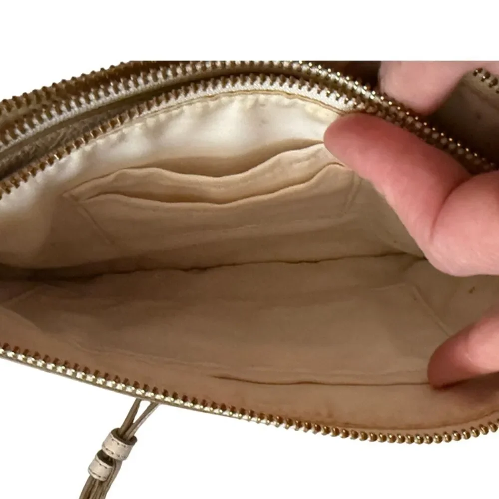 Coach Ivory Pebble Grain Leather Small Crossbody Clutch